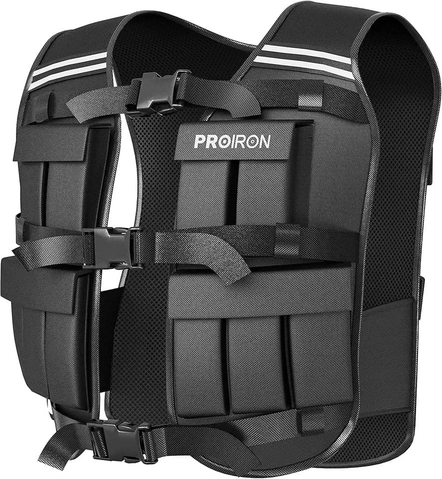 PROIRON Verstellbare Gewichtsweste 10/20kg mit Reflektierenden Streifen für Laufen/Krafttraining/Workout/Jogging und Home Gym.