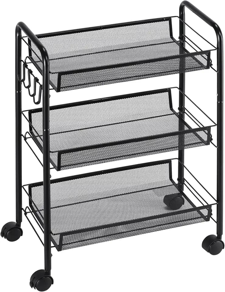 HOMCOM 3-stufiger Rollwagen 45x26,5x63 cm Schwarz