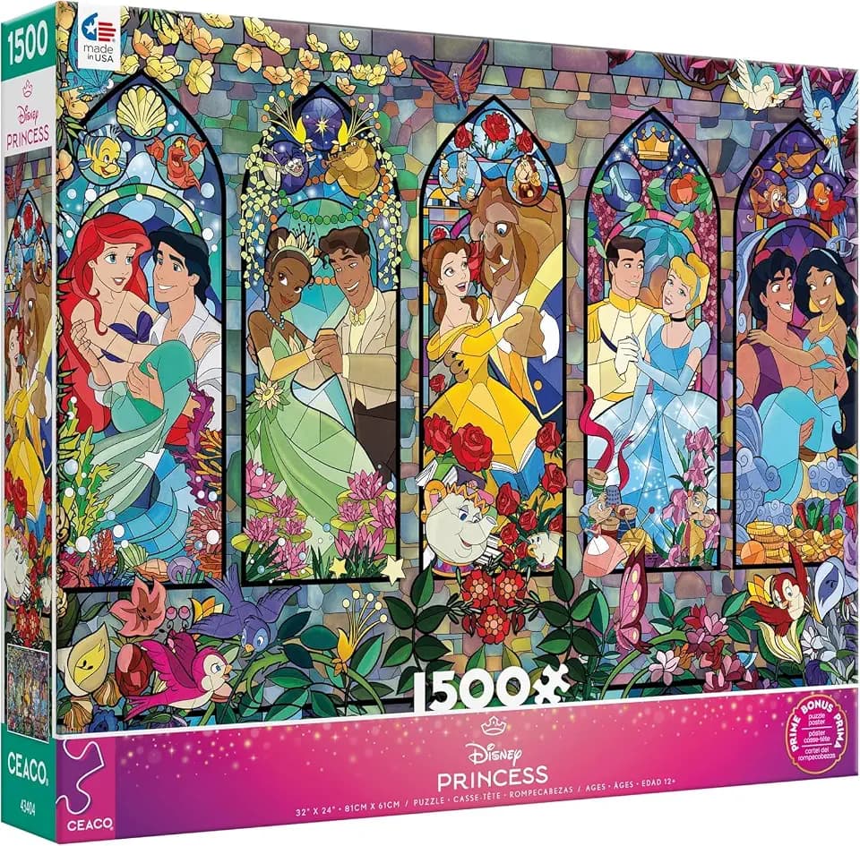 Ceaco - Disney Princess Castle Royal Windows - 1500 Piece Puzzle for Adults
