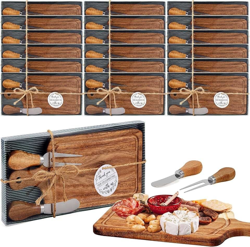 Ziliny 18 Sets Baby Shower Prizes Mini Charcuterie Board, Acacia Color