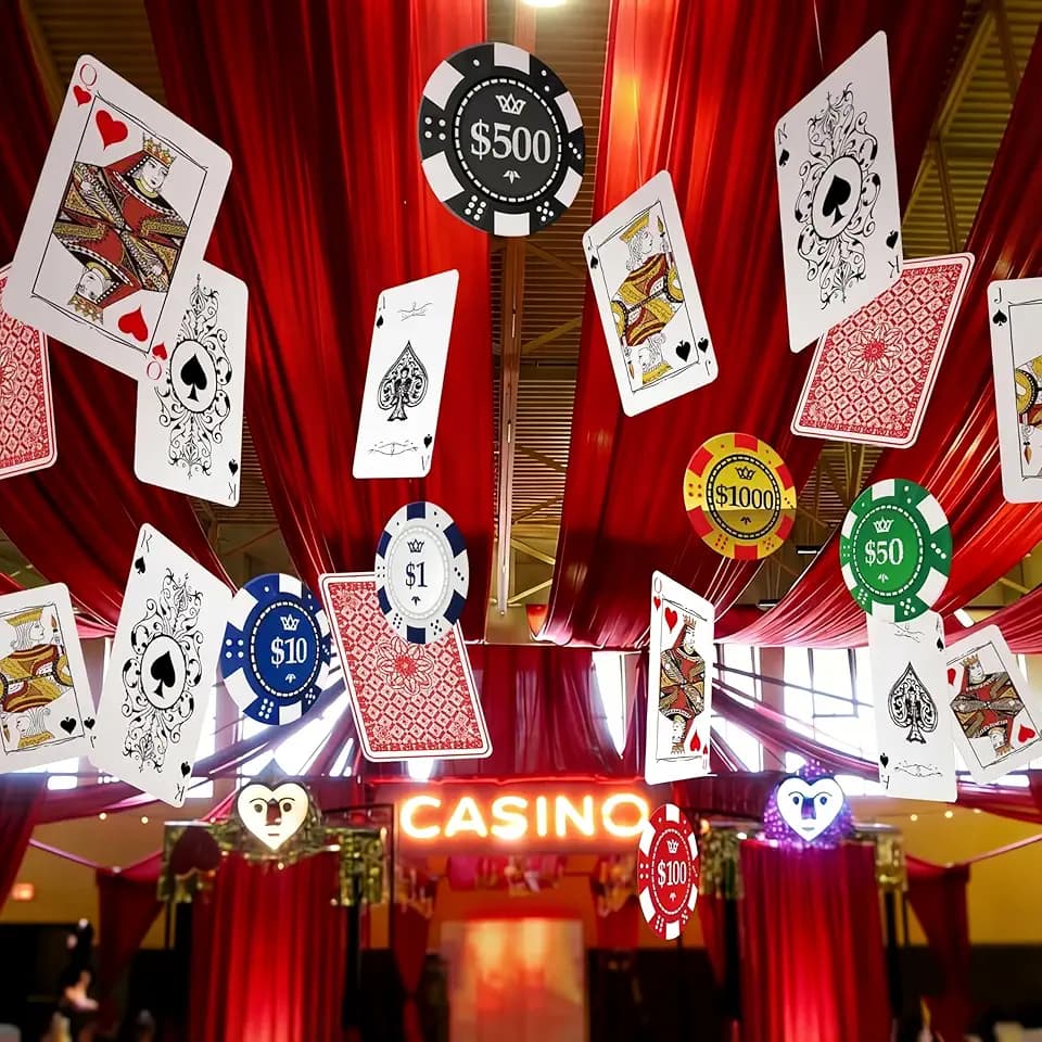Jenaai 20 Pcs Casino Party Hanging Decorations Casino Night Party Banners