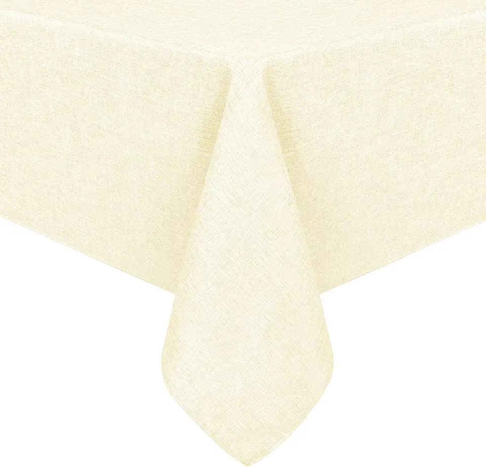 Hiasan Faux Linen Square Tablecloth 70 x 70 Inch, Champagne