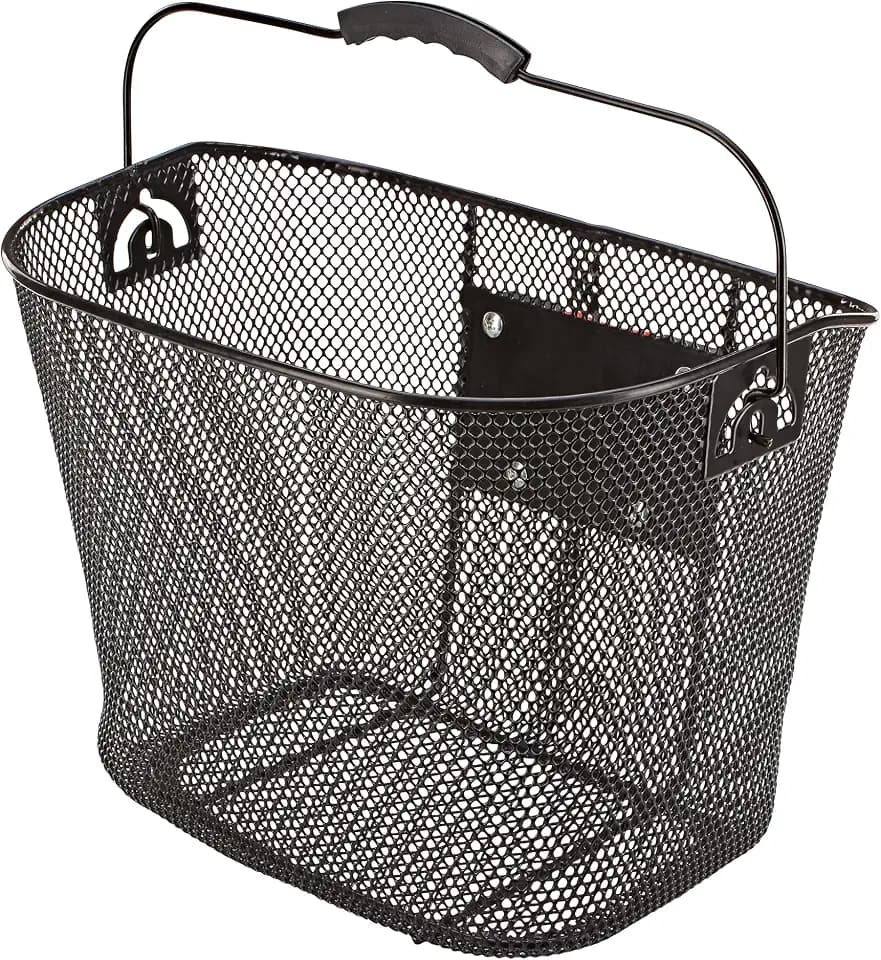 Prophete Fahrradkorb, abnehmbar, mit Lenkeradapter, PE-kunststoffbeschichtet, engmaschiges Wabengitter, 340 x 250 x 260 mm, schwarz