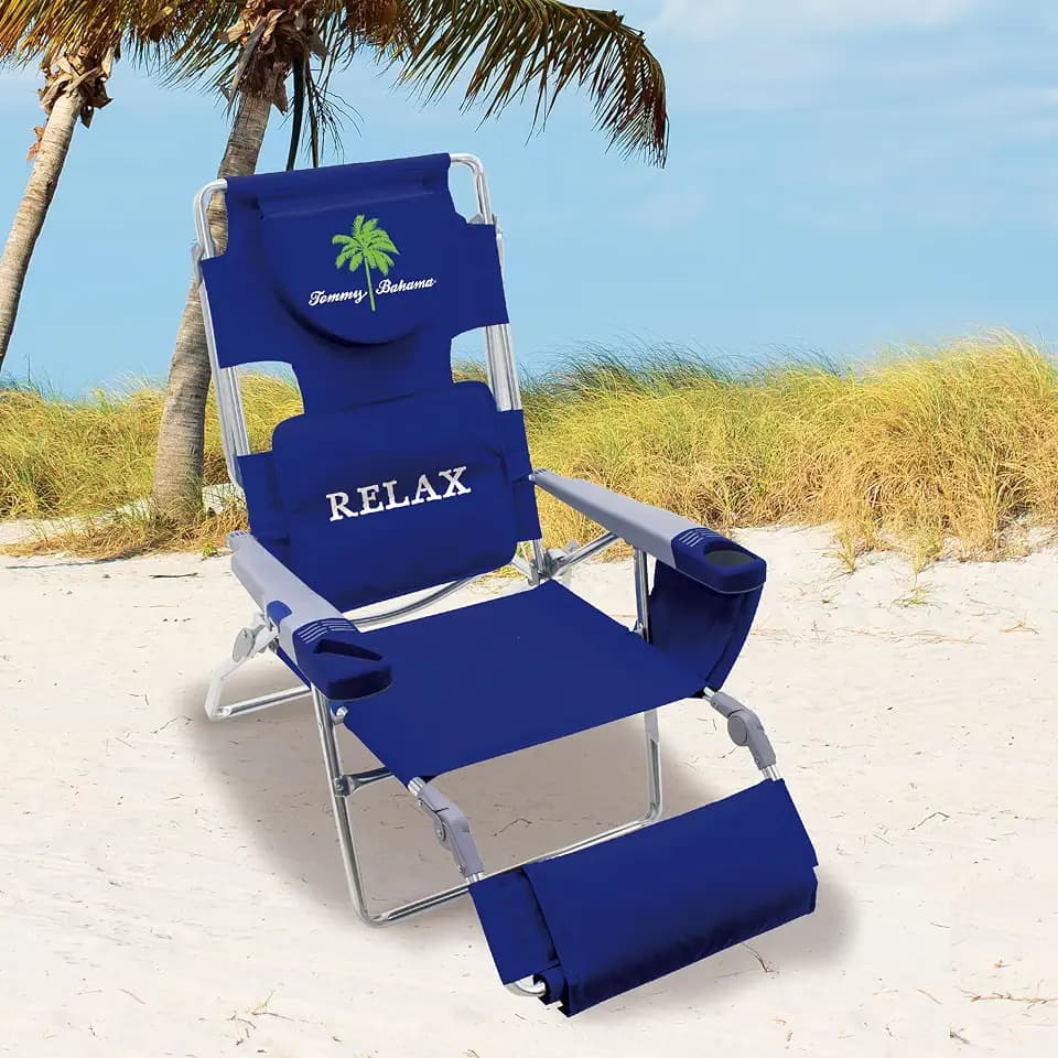 Tommy Bahama 4-Position Read-Through Beach Lounger, Navy