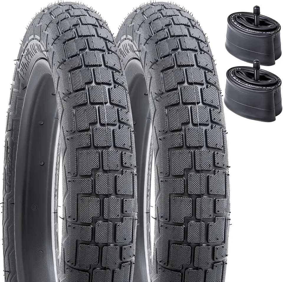 YUNSCM 2-PCS 12 ½ Bike Tires 12 1/2x2 1/4 (47-203) and 12 ½ Bike Tubes Schrader Valve Compatible with 12 ½ x 2 ¼ 12.5 x 2.25 12 1/2 x 2 1/4 Kids Bike Bicycle Tires and Tubes (Y-1010)