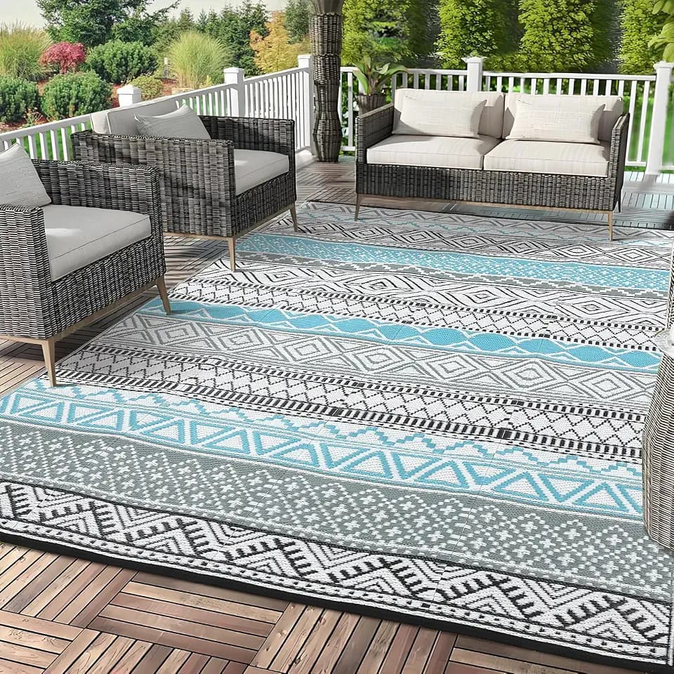 GAOMON Outdoor Rug 8x10 ft Waterproof Reversible Patio Rug
