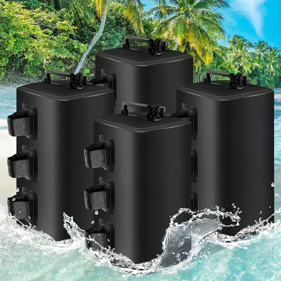 FRUITEAM Canopy Weights Set of 4, 220LBS Water Weights for Canopy Tent Legs, 4 * 25L Water Weight Bag, Weatherproof Pop Up Tent Weight for Gazebo, Patio Umbrella, Carport, Black