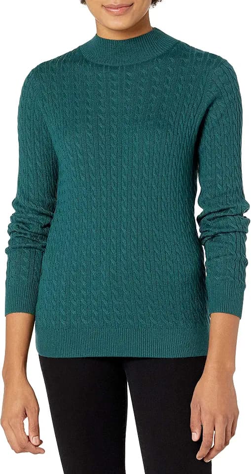 Amazon Essentials Women's Lightweight Cable Knit Crewneck Sweater, Long Sleeve (Available in Plus Size)