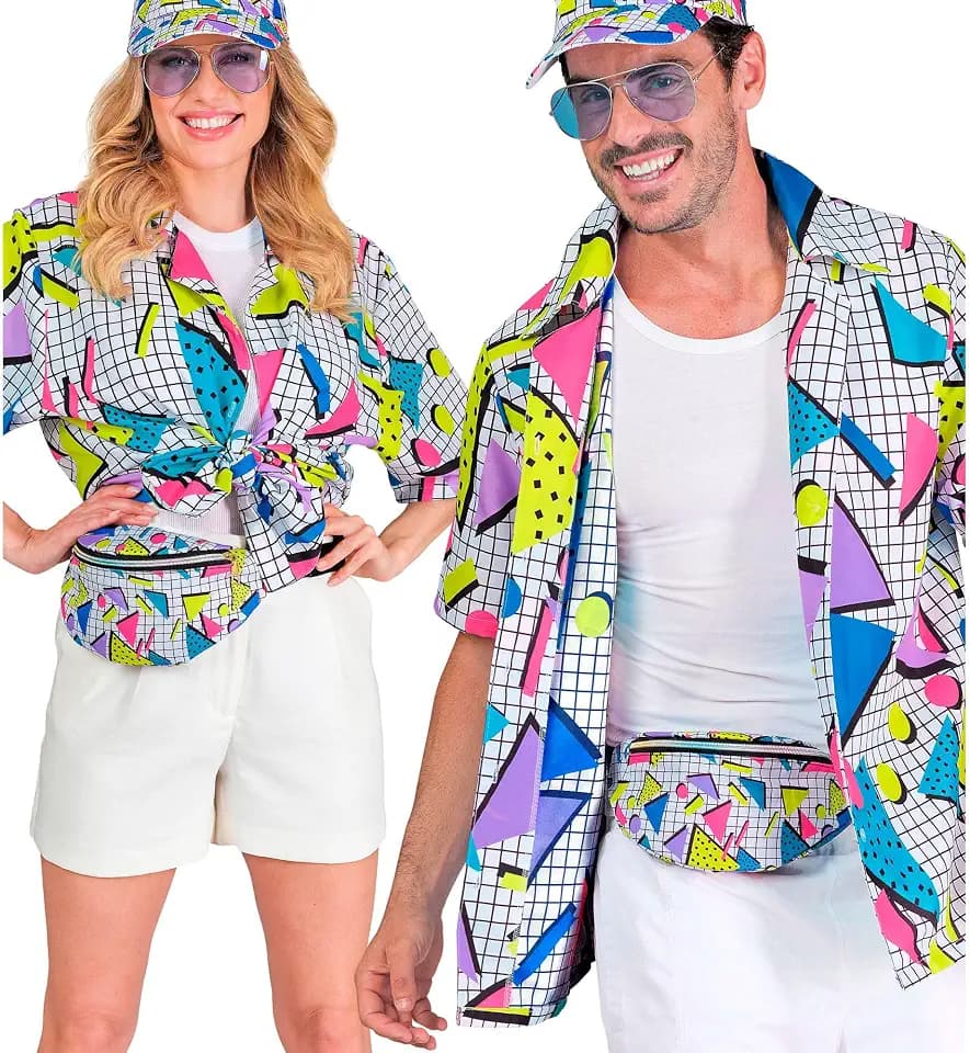 W WIDMANN Milano Party Fashion - 80er Jahre Funky Fashion Hemd