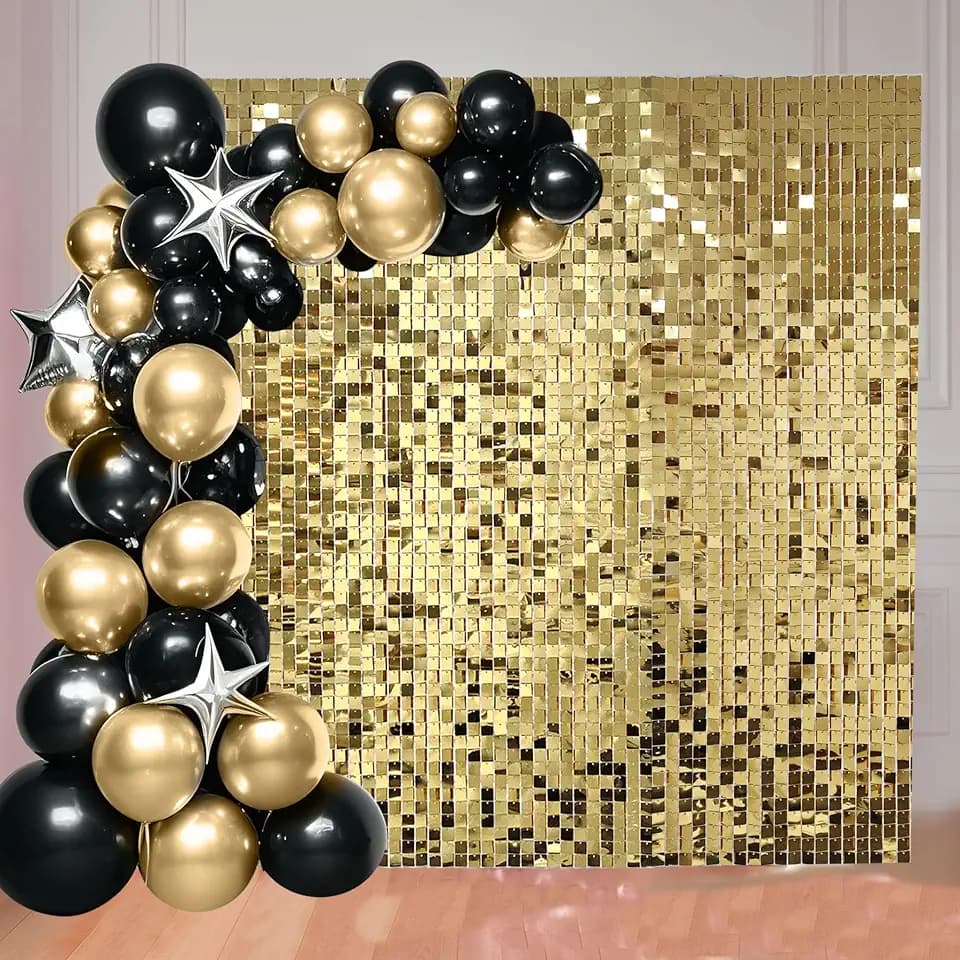 Ozikutech 36 Pcs Light Gold Shimmer Wall Backdrop Panels for Party Decor