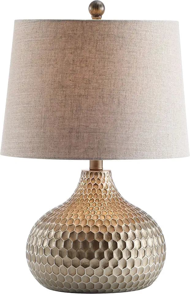 JONATHAN Y Bates Honeycomb Teardrop Resin Table Lamp 22", Antique Brown