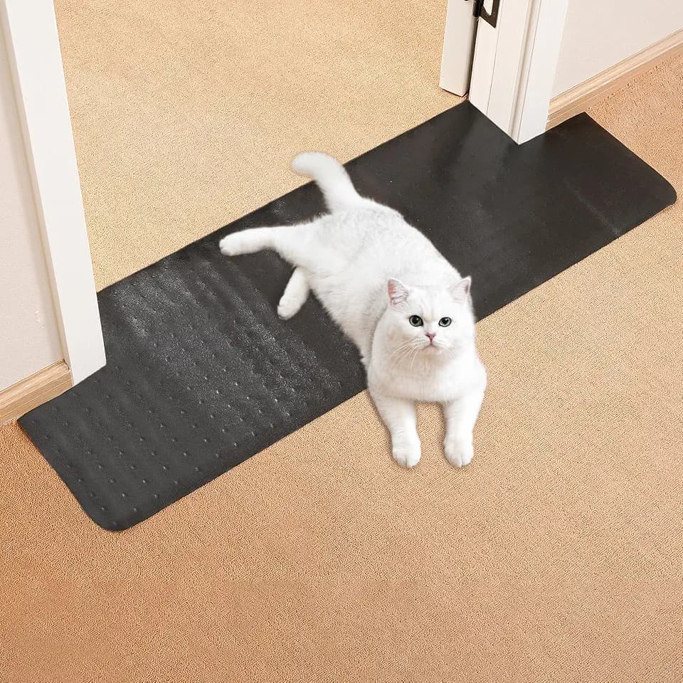 Uross Carpet Protector for Pets - 3.6FT Black Cat Carpet Protector for Doorway, Anti Scratch Under Door Cat Scratch Protector Mat