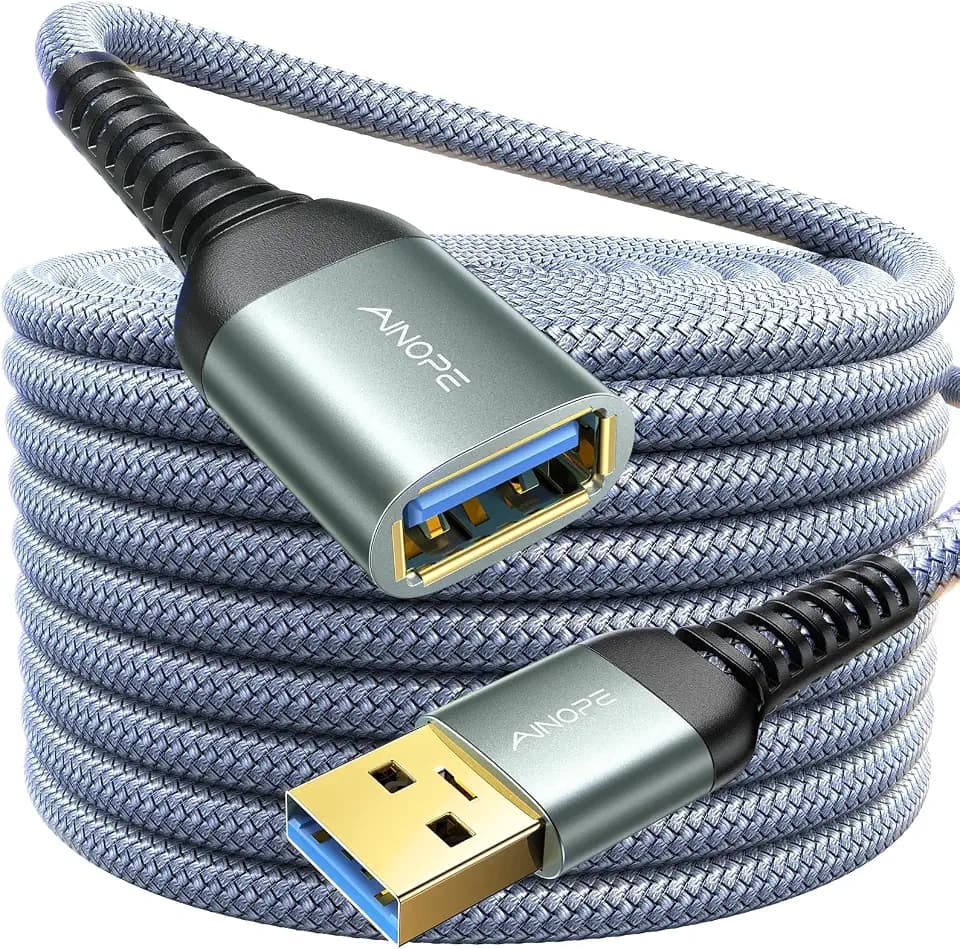 AINOPE USB Extension Cable,USB Extender,USB 3.0 Extension Cable, Male to Female Cord High Data Transfer Compatible with Webcam,Keyboard,Flash Drive,Hard Drive,Printer,6.6FT,Grey