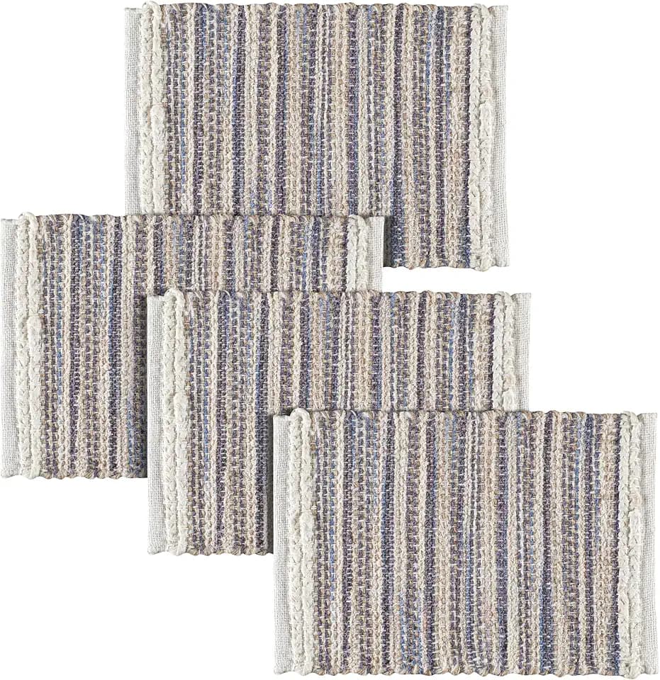 Hausattire Woven Jute Placemats, Blue, Set of 4