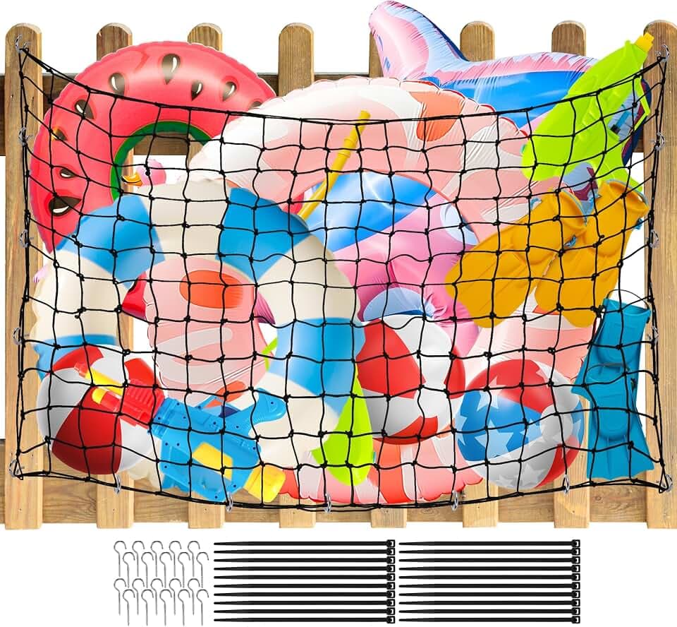 Extra Large Pool Toy Float Storage Net, 71×47'' Heavy Duty Hanging Elastic