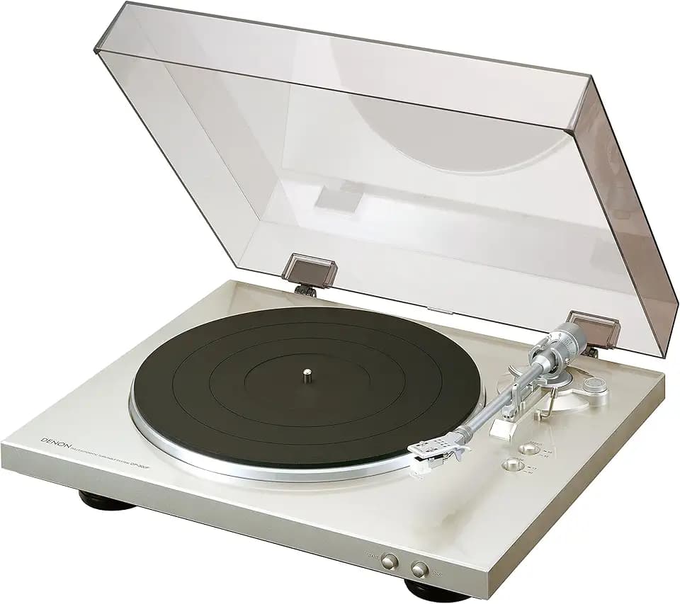 Denon DP-300 F Vollautomatischer Plattenspieler (Riemenantrieb, integrierter Vorverstärker) Premium Silber