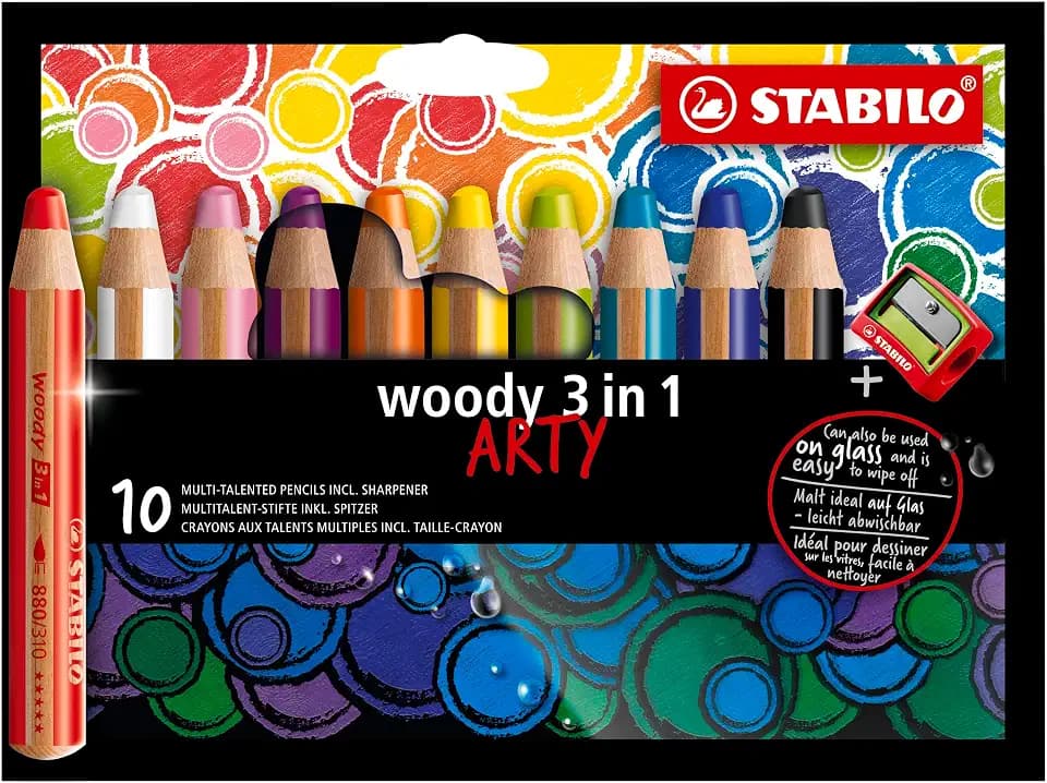 STABILO - Buntstift, Wasserfarbe & Wachsmalkreide - woody 3 in 1