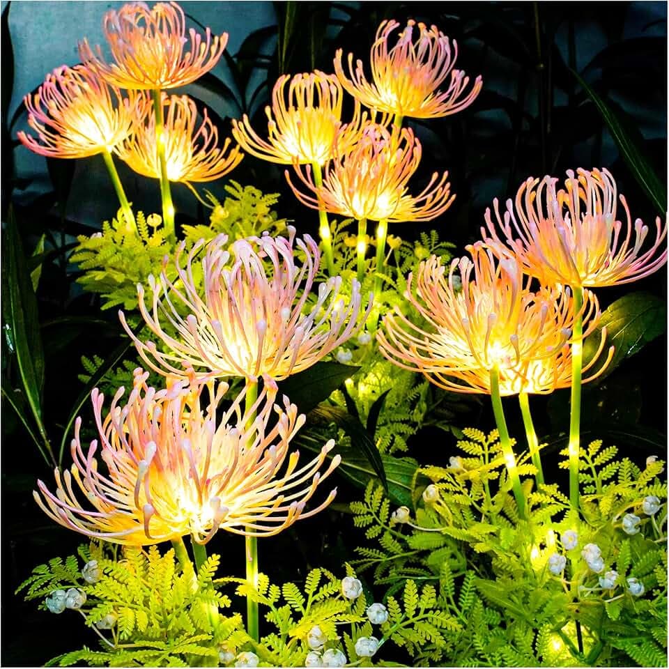 Solar Garden Lights Outdoor, LED Glowing Flower & Stem (4 Pack)