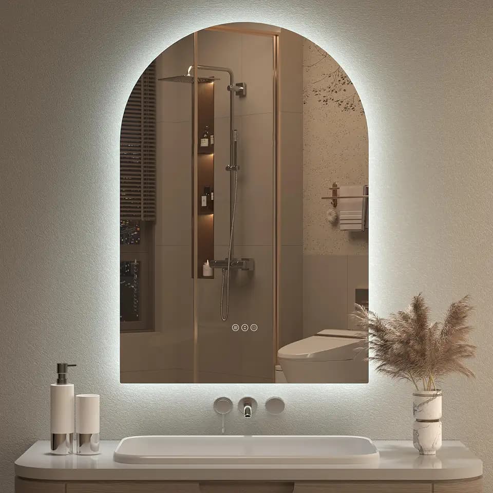20x30 Inch Backlit Arched LED Bathroom Mirror