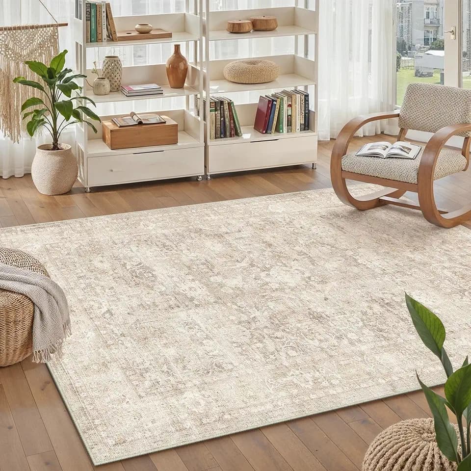 3x5 Beige Neutral Entryway Area Rug