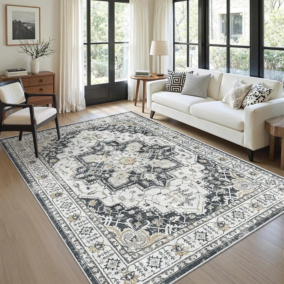 zesthome 5x7 Area Rugs for Living Room,Large Washable Rug,Black