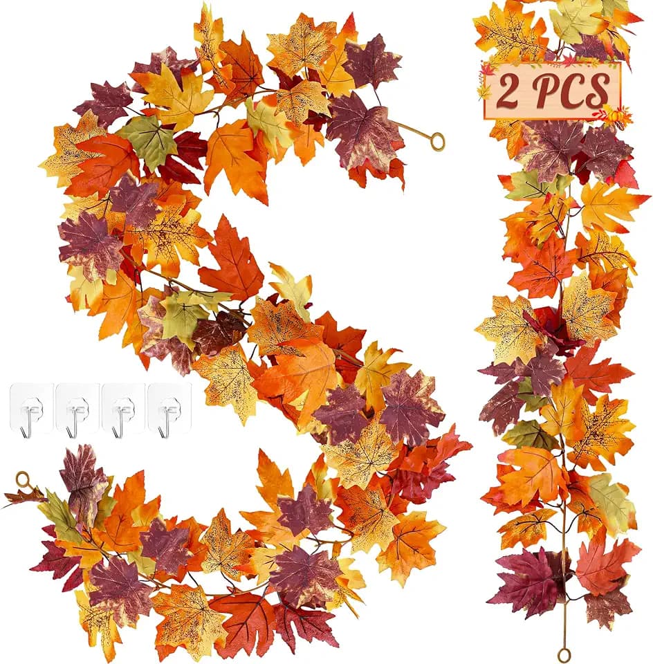 11.8FT 2Pack Fall Garland for Thankgiving Decorations for Home Mantle Decor