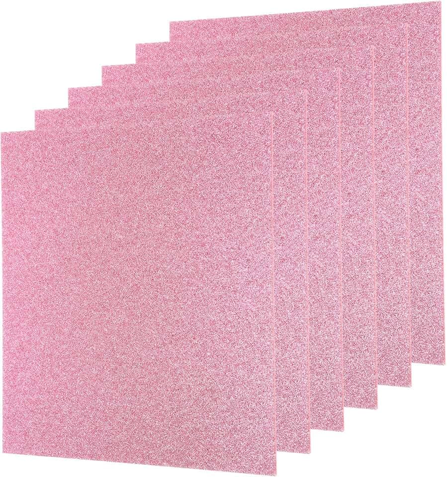 QUARKZMAN 6 Stücke Rosarote Glitzer-Acrylplatten 1/8" Dicke 8" x 8"
