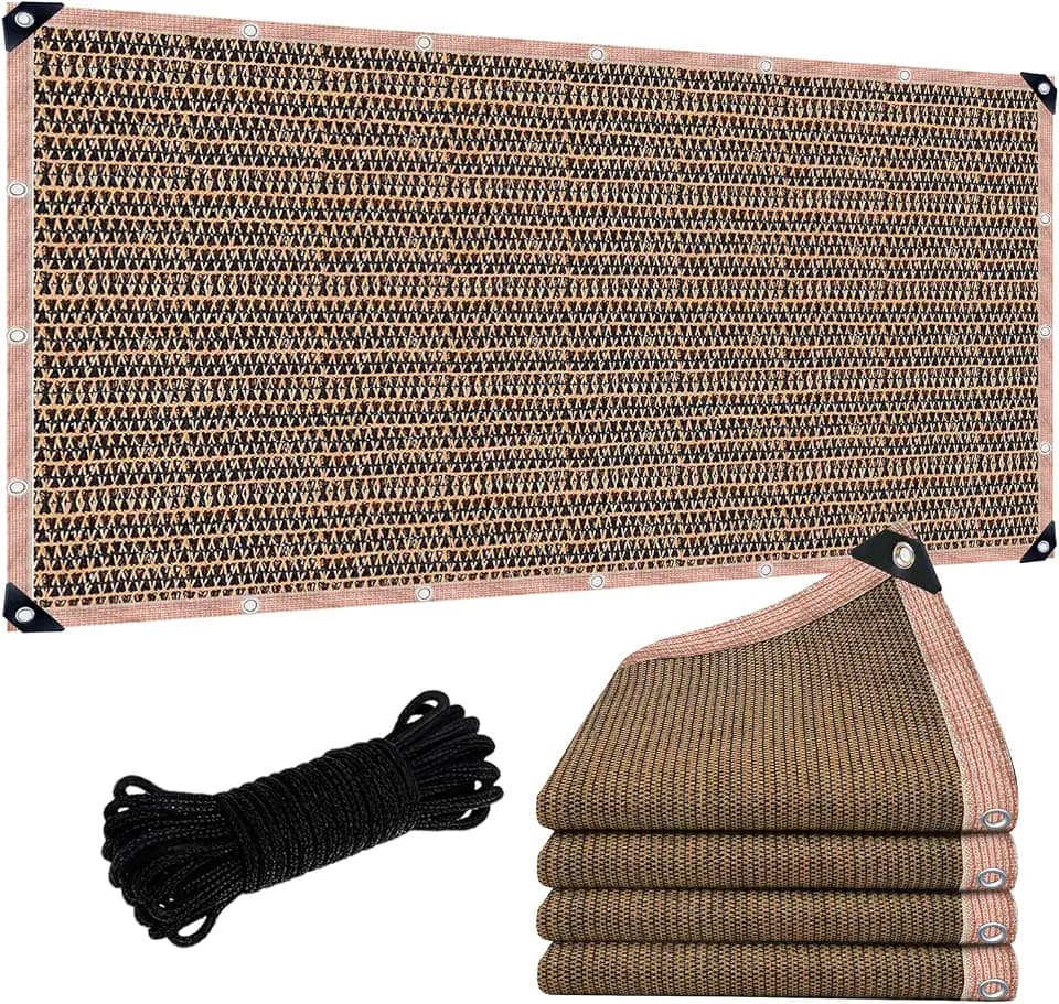 90% Shade Cloth Sun Shade Fabric Privacy Screen Shade Cover for Patio Garden Pergola Shade Cover Canopy with Gromments, 12 x 20 FT, Mocha