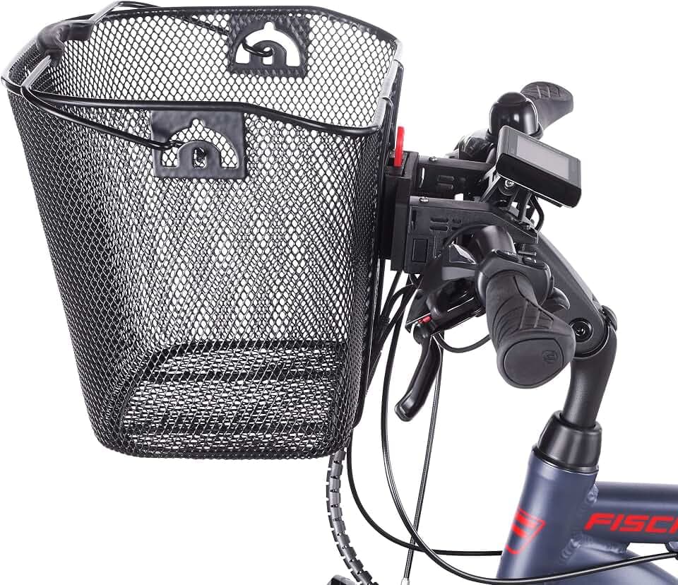 FISCHER Lenkerkorb mit Schnellbefestigung, speziell für E-Bikes entwickelt, Tragkraft 5kg, passend für alle gängigen Displays mit einer Breite von 9 cm, u.a. für BOSCH Displays