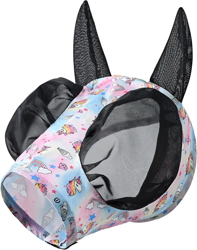 Imperial Riding Fliegenmaske „Trail Ride“ ohne Nasenschutz, Einhorn, Cob