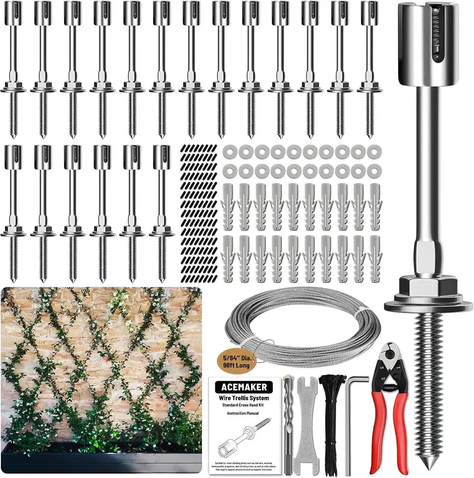 Wire Trellis Kit, 20-Set 5/64” Crosshead with Cutter & 98ft Cable