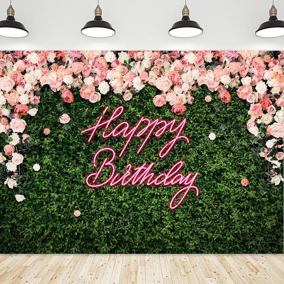 Happy Vinyl Women Neon Flower Wall Photography Backdrop