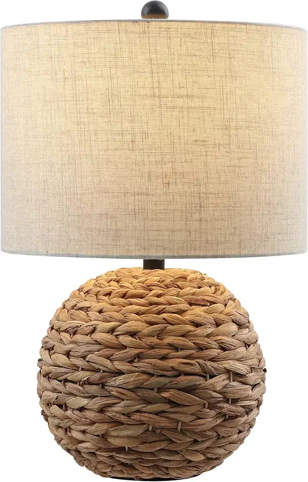 JONATHAN Y Camilo Coastal Woven Rattan Globe Table Lamp 21.5", Brown