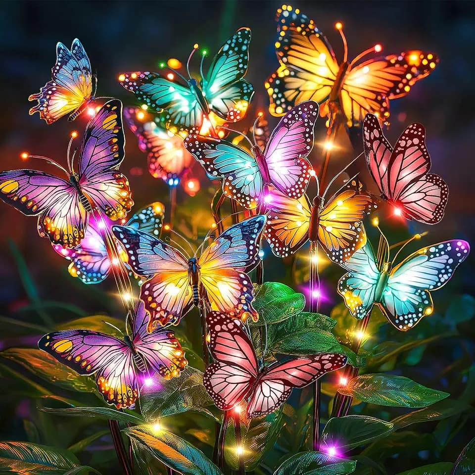 Solar Lights Outdoor Yard Decor: 6 Pack Colorful LEDs Butterfly Lights