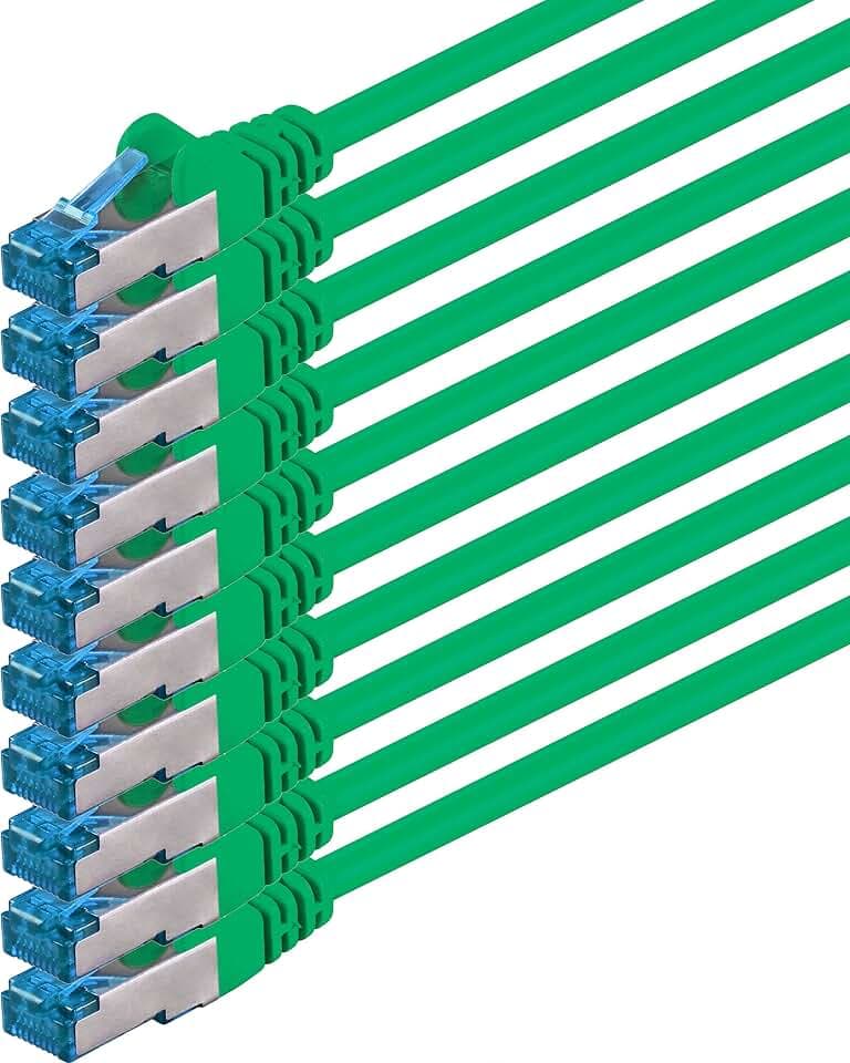 1aTTack.de CAT6 Gigabit LAN-Netzwerkkabel - 10x 2m 1000 Mbit/s - RJ45 grün