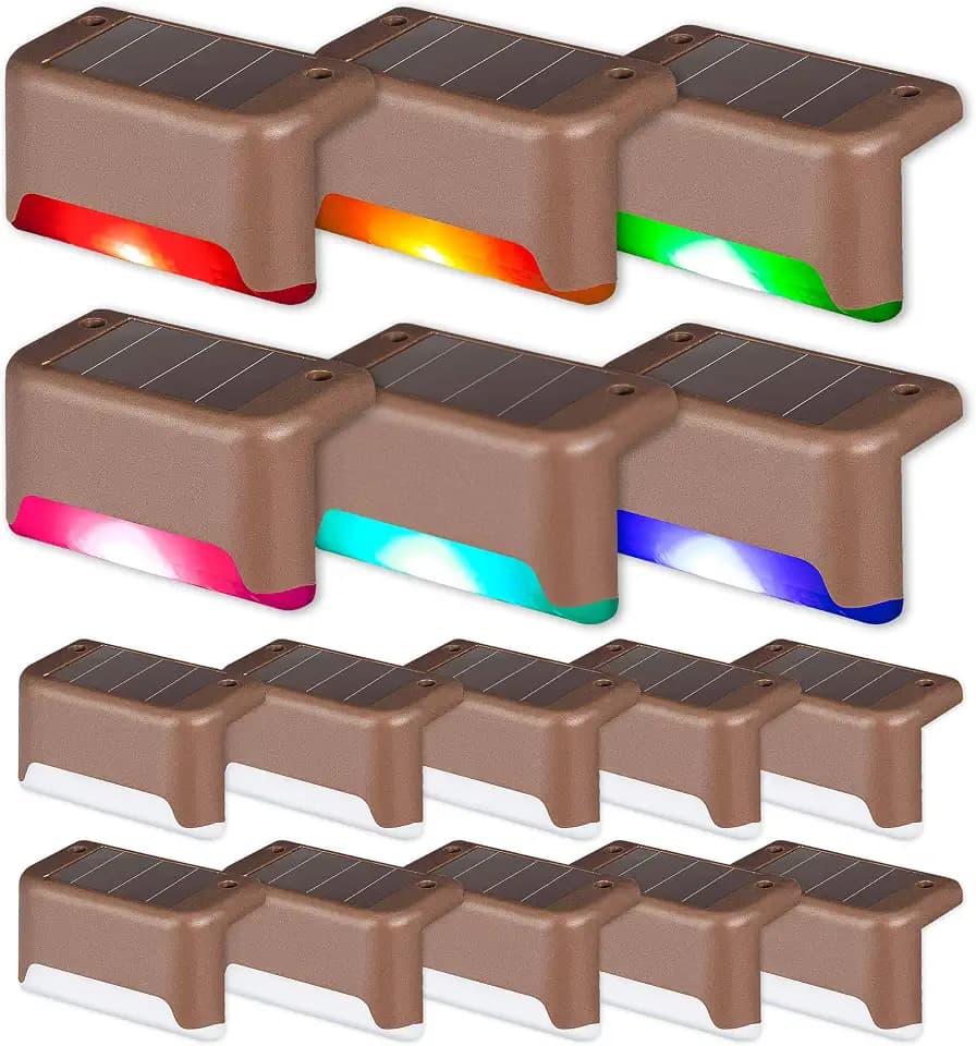 SOLPEX Color Changing Solar Deck Lights, 16 Pack Waterproof LED Lights
