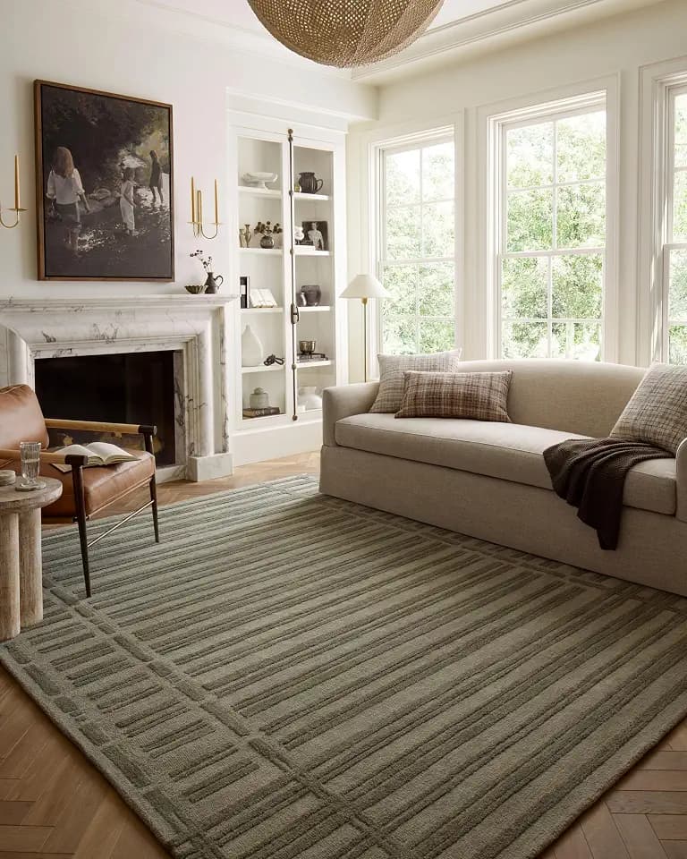 Loloi Chris Loves Julia Bradley Sage/Olive 7'-9" x 9'-9" Area Rug