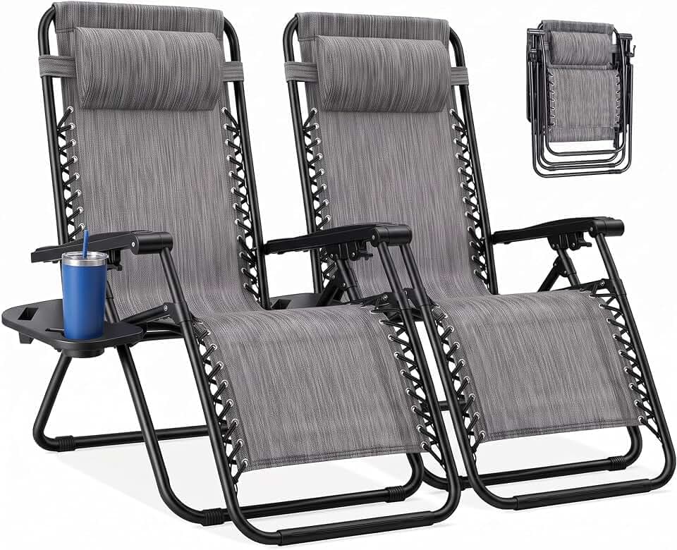 NEWBULIG Zero Gravity Chairs Set of 2, Folding Lounge Recliner Chair