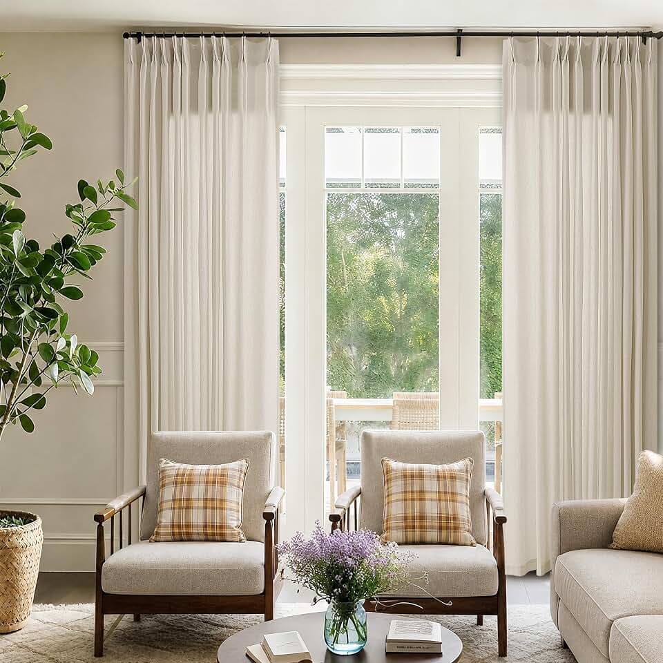 Greige Linen 102 Inch Curtains 72 Inch Wide Privacy Pinch Pleated