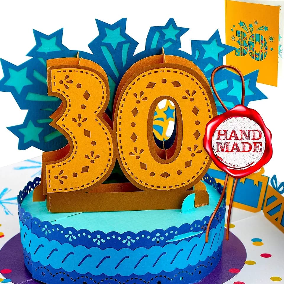 Pop Up Karte 30. Geburtstag - Handgemachte 3D Geburtstagskarte für Frau & Mann mit Umschlag -Jubiläum & Glückwunschkarte/Geschenkkarte für Gutschein