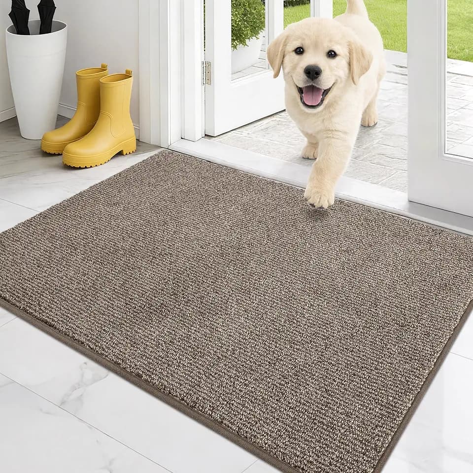 PURRUGS Dirt Trapping Indoor Door Mat, 24" x 35.5", Heathered Beige