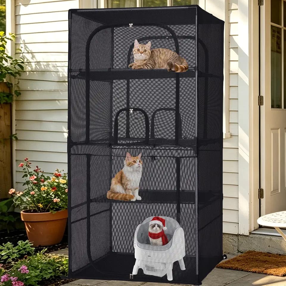Catio Outdoor Cat Enclosure Window Access 72.4" H Large Cat Cage