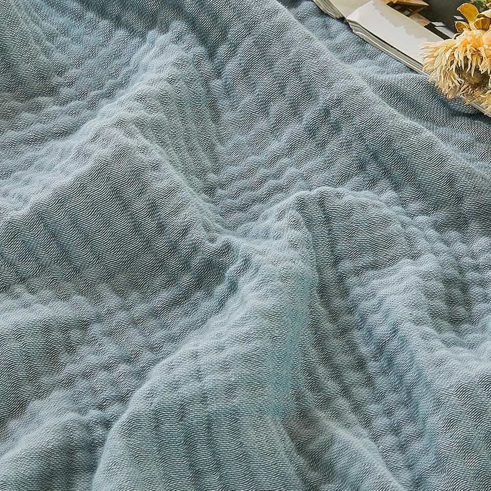 EMME Musselin Decke 230x230 Baumwolle Oeko-TEX Melange Türkis Kuscheldecke
