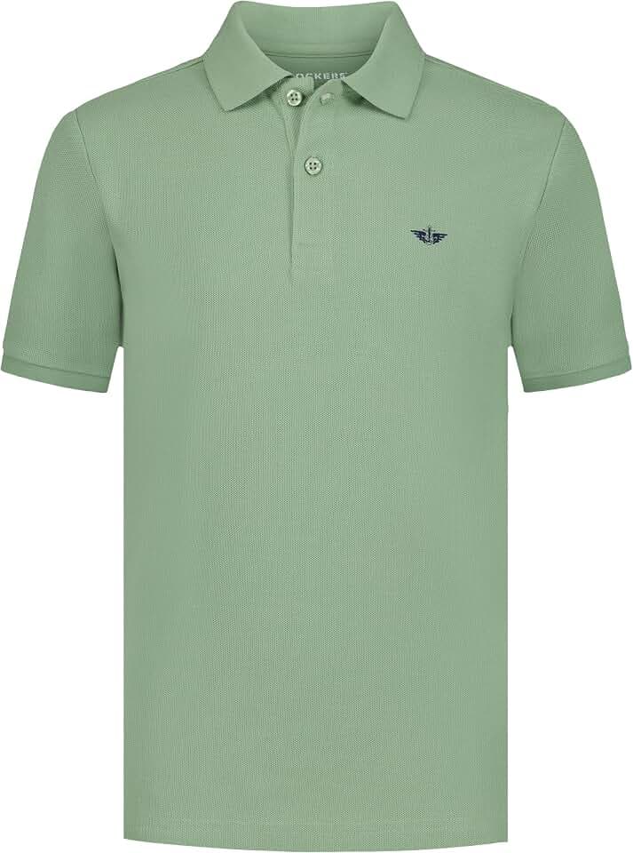Dockers Boys' Short Sleeve Pique Polo Shirt, Classic Fit Cotton Blend Collared Shirt