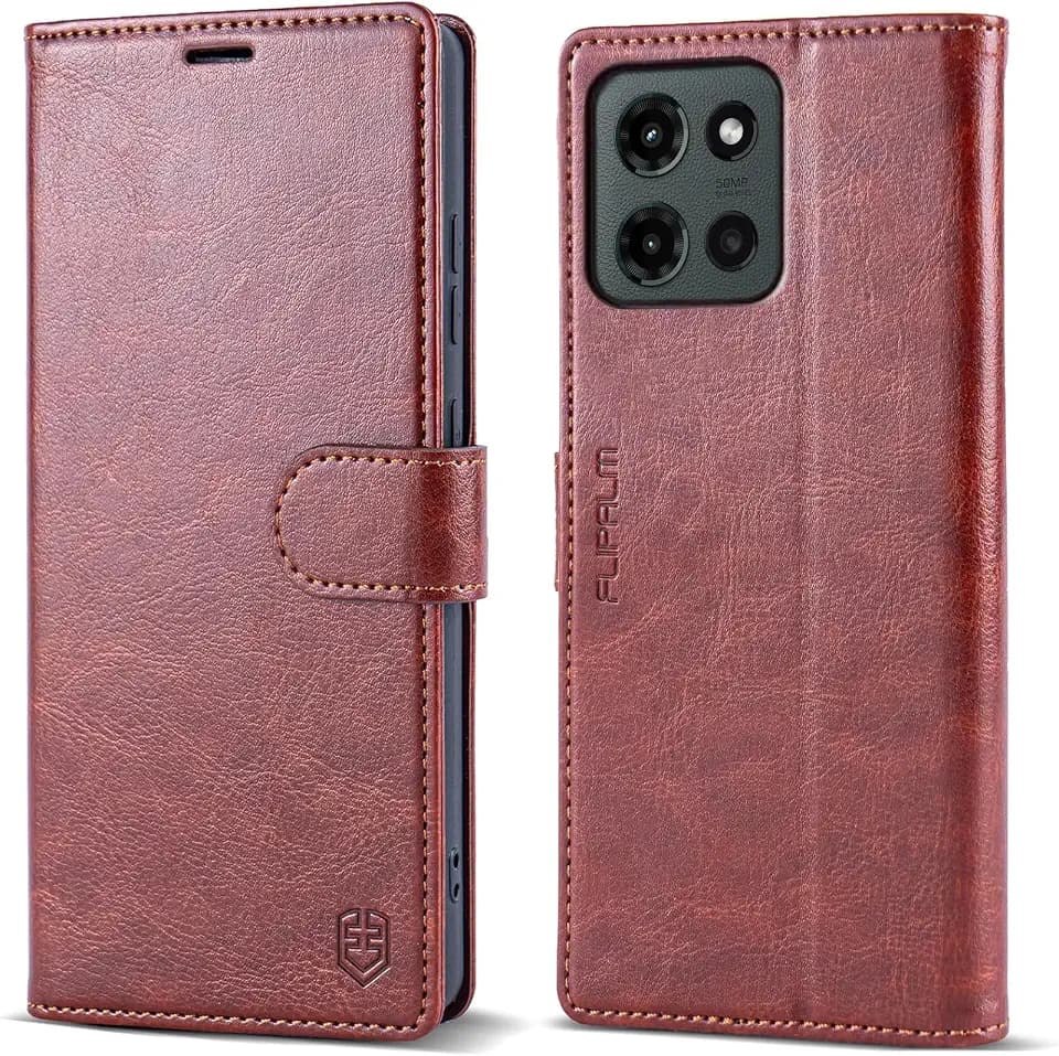 FLIPALM Wallet Case for Moto G 5G 2025, Brown