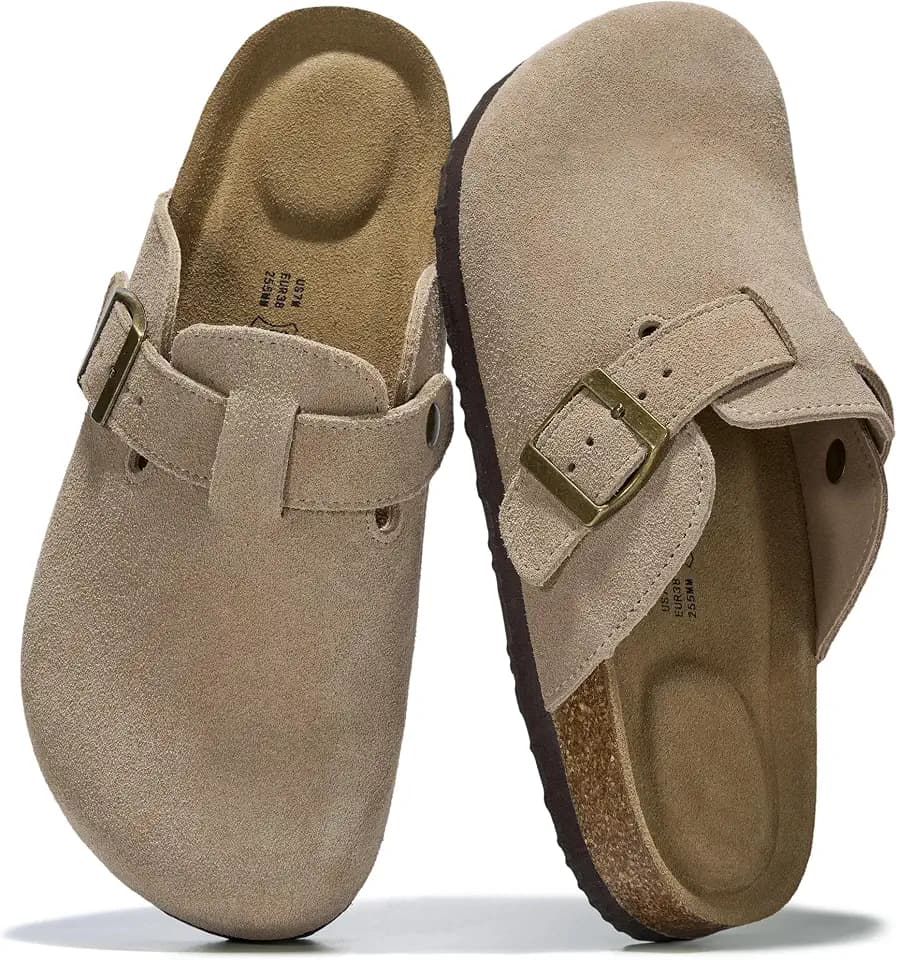 Project Cloud 100% Genuine Leather Cork Footbed Clogs for Women