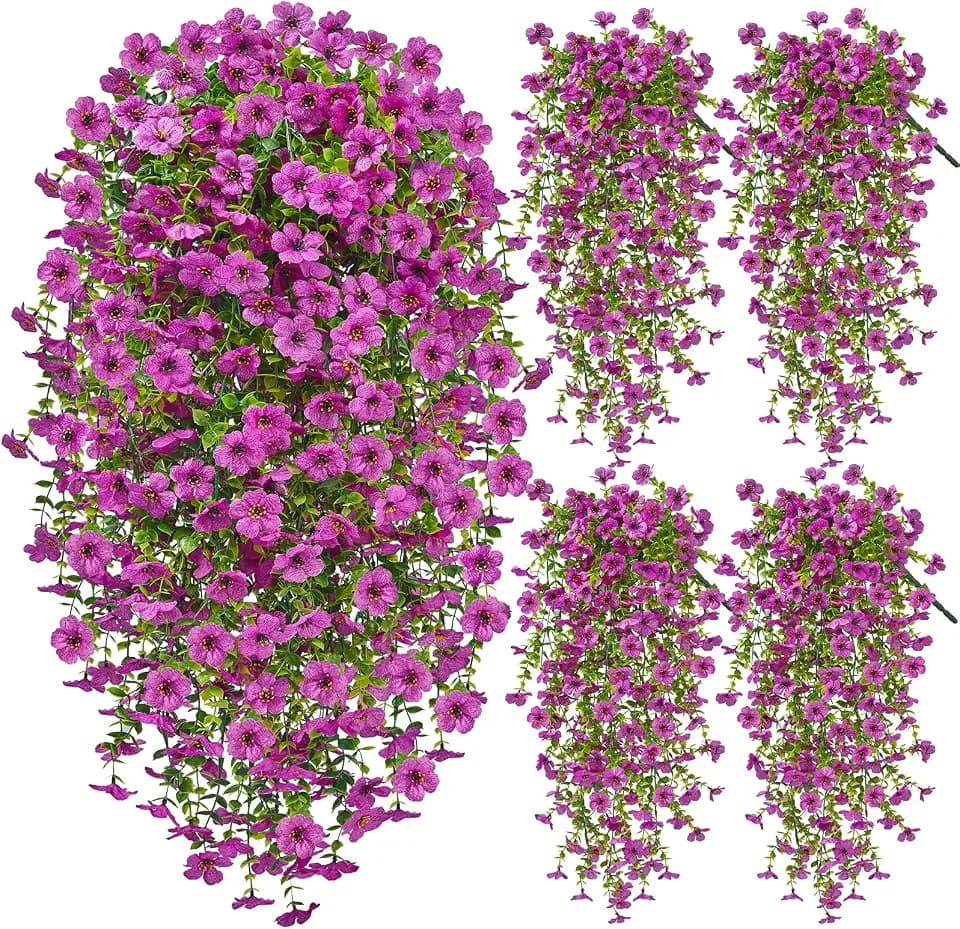4PCS UV Resistant Silk Artificial Hanging Flowers for Outdoors
