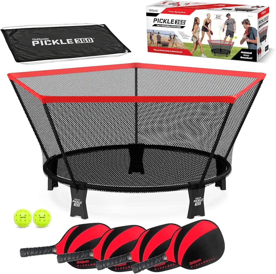 GoSports Pickle 360 Game Set – Pickleball Without a Court – Outdoor Lawn, Beach, and Backyard Paddle Ball Game