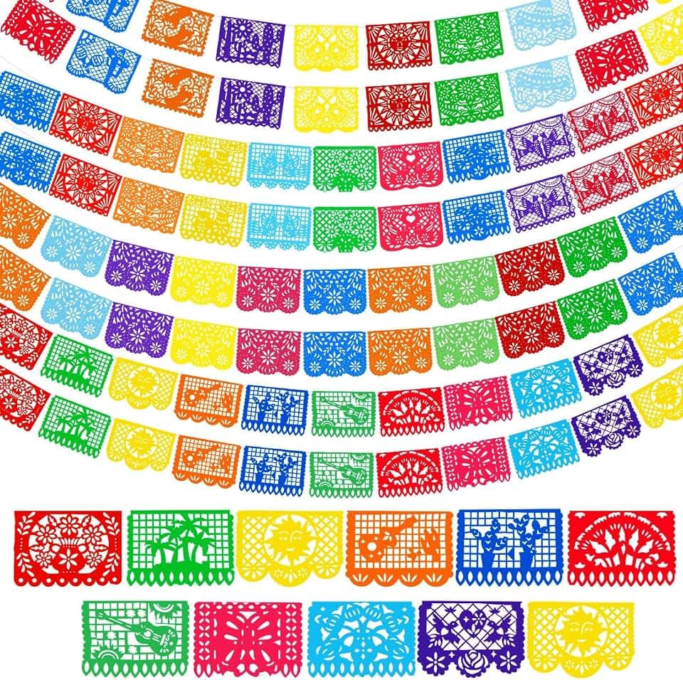 Boao 8 Packs Papel Picado Mexican Party Decorations 131.2 Ft Fiesta