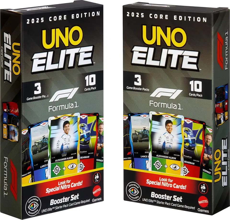 Mattel Games UNO Elite Formula 1 2025 Booster Set 2-Pack, 7+